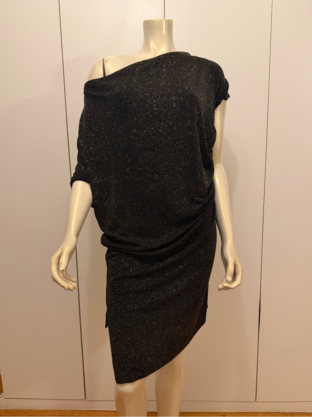 Vivienne Westwood Black & Gold Sparkle One-Shoulder Women’s Dress